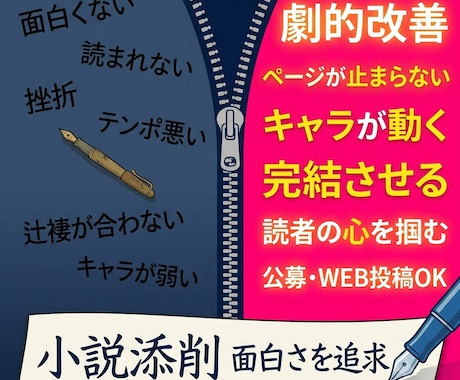 プロ目線で客観分析！あなたの小説を添削します 構成・キャラ・文章の違和感を洗い出し、改善案を提示します！ イメージ1