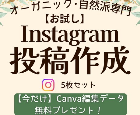 自然派・オーガニック専門｜インスタ投稿作成します 自然派ブランドの魅力を言語化｜5枚構成投稿【お試し価格】 イメージ1