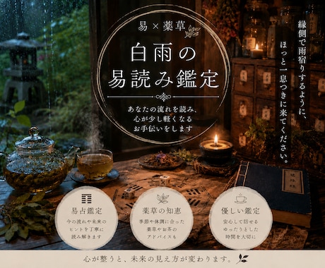 易を通して今の流れを静かに読み解きます 未来を断定するのではなく、“今”を整えるための易読みです。 イメージ1