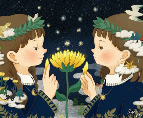 物語感有り！絵本風手描きタッチのイラスト描きます 商用利用ok／出版物の挿絵にも。 イメージ1