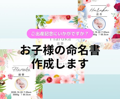 お子さまの命名書を作成します 大切なお子さまの命名書、誕生記念、出産記念にいかがですか？ イメージ1