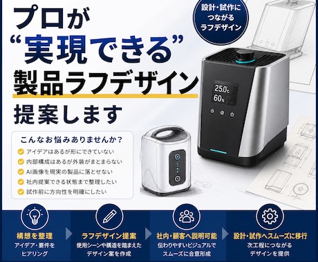 プロが製品ラフデザインを提案します 構想段階から製品化を見据えて提案します イメージ1