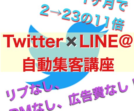 Twitter×LINE＠の自動リスト集客教えます ○○したら4/19~5/20で2⇒23人の11倍になりました イメージ1