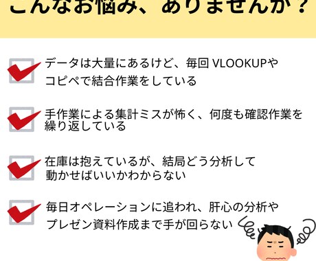 Excelで自動分析・ダッシュボード作成します 毎日集計作業を自動化します。意思決定を支援します イメージ2