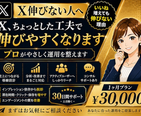 X投稿を30日間アクティブに拡散サポートします あなたのその伸び悩み…30日間で正しい運用でアクティブに！ イメージ1