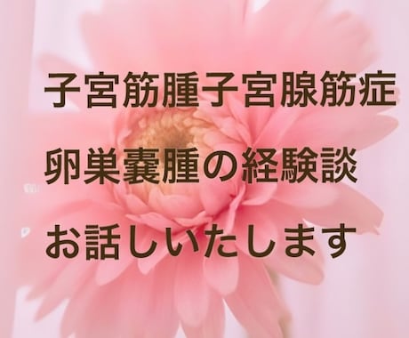 子宮筋腫 子宮腺筋症  卵巣嚢腫の体験談話します 1人で抱え込まないで！相談のります イメージ1