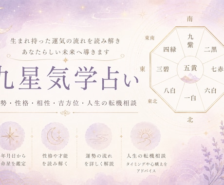 九星気学であなたの運勢と人生の転機を読み解きます あなたに巡る運命の流れ、九星気学で丁寧に読み解きます イメージ2