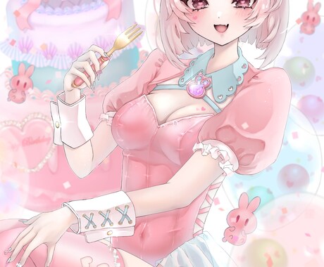 １枚絵、キャラデザ、立ち絵描きます かわいい、病み、地雷等が得意です イメージ1