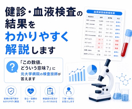 健診・血液検査の結果をわかりやすく解説しますます この検査値、どういう意味？に元大学病院の検査技師が答えます イメージ1