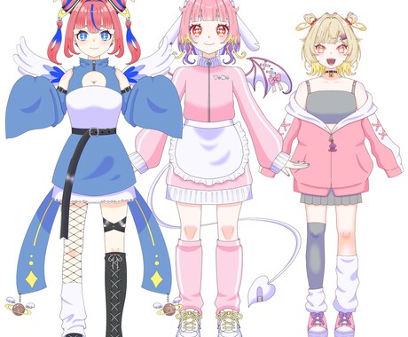 キャラデザ、正面立ち絵をお描きします 可愛い立ち絵で配信や動画のモチベアップ！ イメージ2