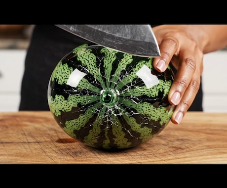 AIでガラスフルーツなどをカットする動画を作ります ・「入れるだけで“バズる質感”が作れるプロンプト」 イメージ2