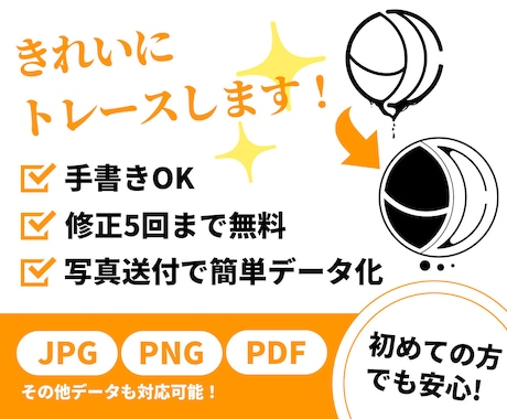 イラストなどのアナログデザインをデータ化します illustrator使用、トレース・修正でデータ化！ イメージ1
