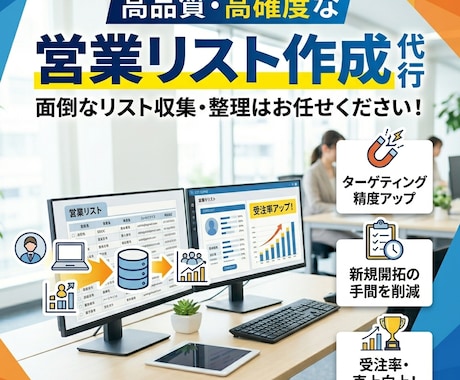 営業リスト作成代行致します 業種問わず対応、情報幅もご相談下さい イメージ1