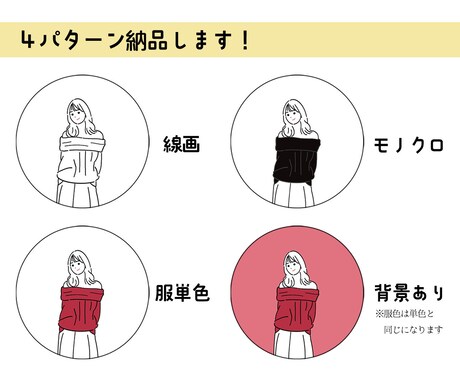4種納品！シンプルオシャレな線画アイコン制作します SNSなどのアイコンをシンプルなイラストにしたい方おすすめ！ イメージ2