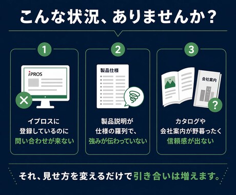 製造業の製品ページを改善し引き合いを増やします 9,500円〜｜イプロス・カタログを買い手目線で整えます イメージ2
