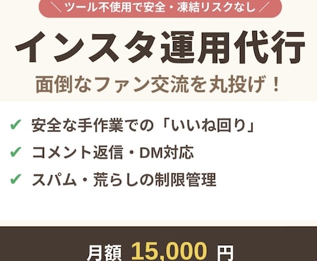インスタ運用代行DM・コメント、いいね周り承ります 【手作業で安全】インスタの対応を30日間丁寧に代行します イメージ1
