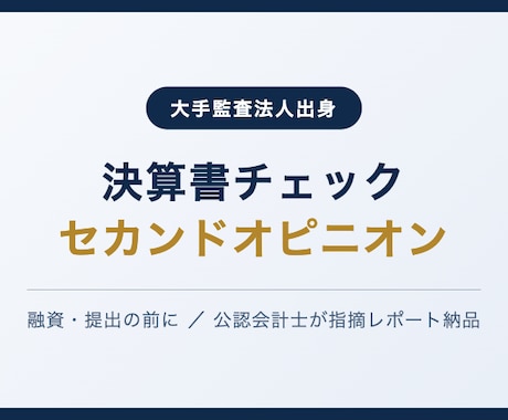 公認会計士が決算書・経理の数字をチェックします 融資や取引先への提出前に。監査法人出身の目で確認 イメージ1