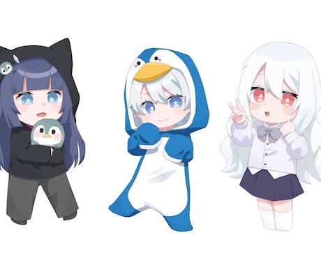 可愛いミニキャラの立ち絵制作を行います 様々なタッチやポーズであなたのキャラクターを描きます イメージ2