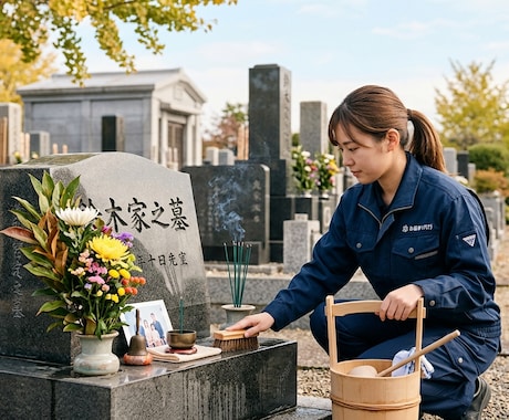 お墓参りお掃除代行サービス心を込めてお手伝いします あなたに代わり大切なご先祖様を丁寧にお参り・お掃除いたします イメージ1