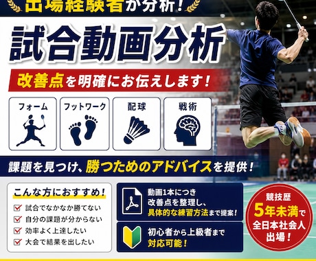 全日本社会人出場経験者が試合動画を分析します 試合動画から勝つための課題を見つけます イメージ1