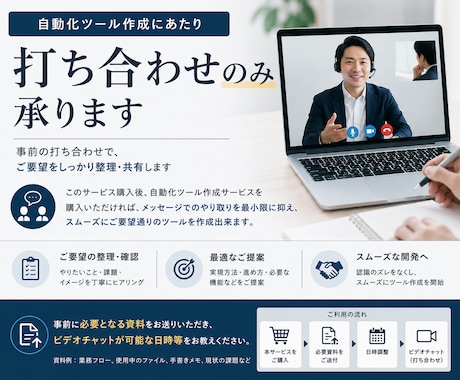 自動化ツール作成の打ち合わせをします 画面共有をして効率良くコミュニケーション イメージ1