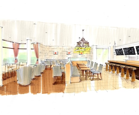 簡単なイメージスケッチを制作します インテリア、店舗など簡単なスケッチをアングルラフから仕上げ。 イメージ2