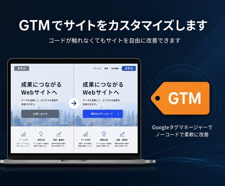GTMでサイトをカスタマイズします コードが触れなくてもサイトを自由に改善できます イメージ1