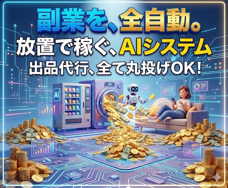 初心者のための副業自動化システムを提供します 出品代行、全て丸投げOK、副収入システム、24時間自動販売 イメージ1