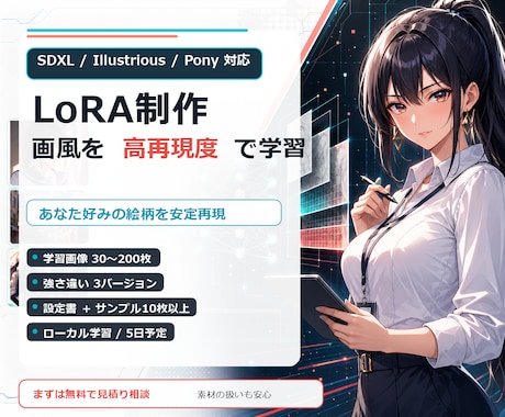 SDXL対応！LoRAをあなた好みに作成します ご希望の画風を高再現度で学習・納品します イメージ1