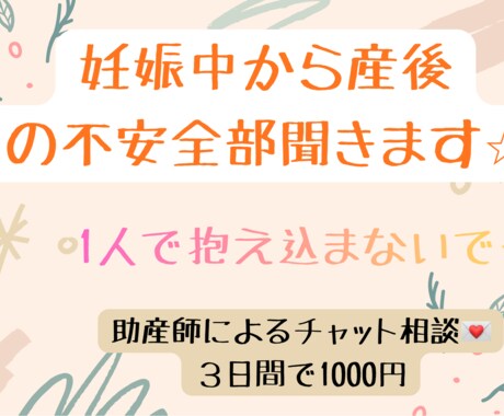 妊娠出産産後の不安相談のります 妊娠〜産後のこと、なんでも連絡ください イメージ1