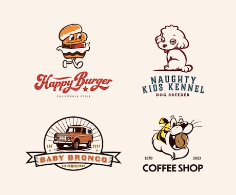 アメリカン・ビンテージ・キャラクターロゴ制作します イラストで印象付ける、ココロに届くデザイン イメージ1