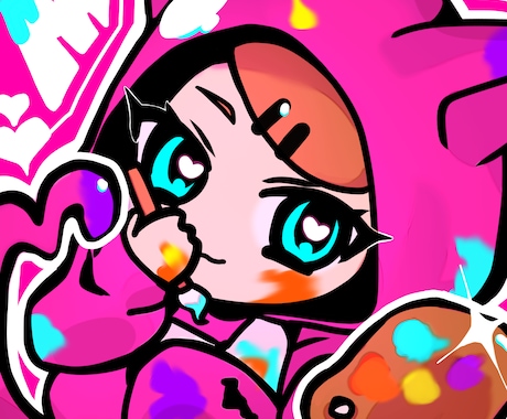 可愛いくてポップなミニキャラをメインに描きます ポップなシールのような感じやアイコンを描くのが得意です！ イメージ1