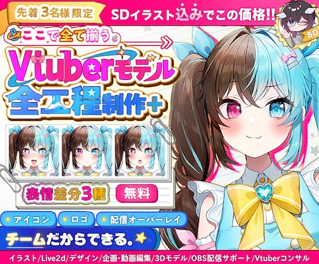 プロチームがVtuberモデルを全工程制作します イメージ1