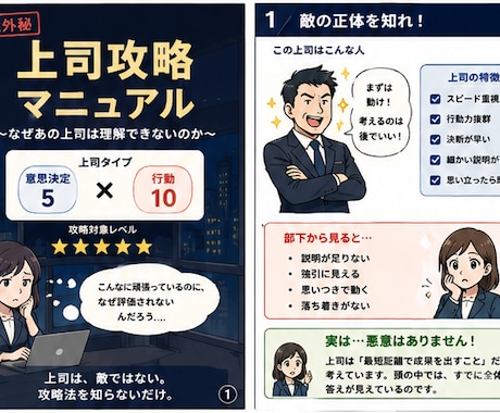 上司攻略「裏」マニュアルを提供します プロファイリングと人事15年の視点で上司との関係改善のヒント イメージ2