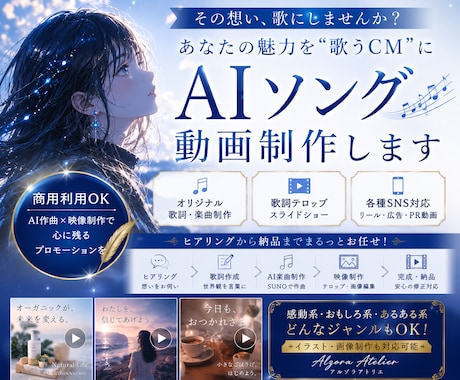 AiソングでPR動画制作いたします 歌詞作成、テロップまでお任せください！ イメージ1