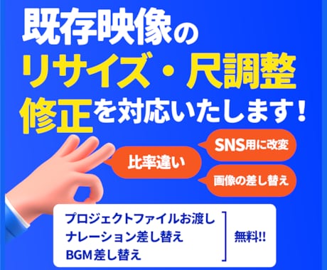 既存の広告動画をリサイズ・尺調整・修正を対応します 企業様・クリエイター様向け | イチから作らずに完成します イメージ1