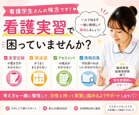 実習の悩み・看護過程・記録を丁寧にサポートします 臨地実習指導歴10年看護師が実習の不安を具体的に解決します！ イメージ1
