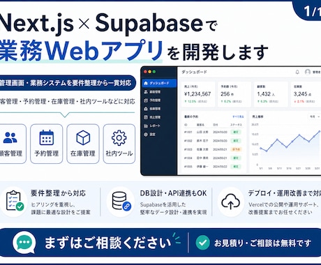 オーダーメイドSaaS｜Webアプリ開発、承ります 管理画面・業務システムを要件整理から一貫対応 イメージ1
