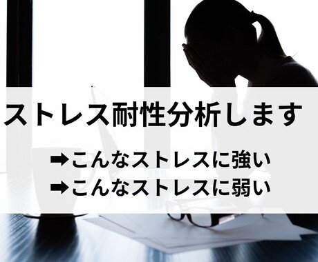 どんなストレスに強い（弱い）のか分析します 抱えても良い負荷と、自分を壊してしまう負荷が存在します イメージ1