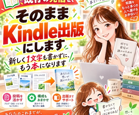 既存の発信を、そのままKindle出版にします 新しく1文字も書かずに、もう本になります イメージ1