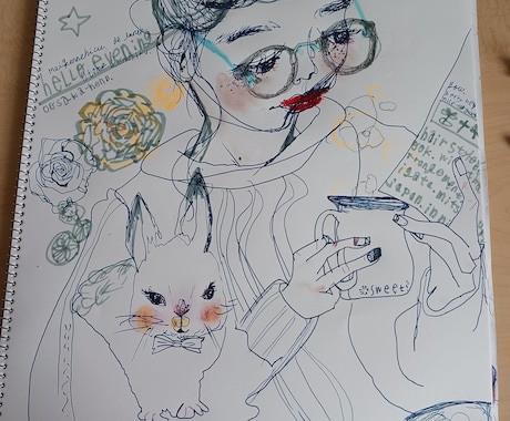 お部屋に飾ったりできる　ﾎﾟｽﾄｶｰﾄﾞ描きます 飾ったり眺めてみたり.線画や抽象画女の子の絵など描いています イメージ1