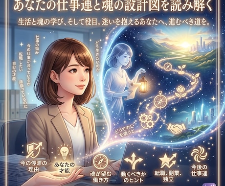 仕事運と魂を読み解き、本来の働き方をお伝えします 仕事の停滞理由、本来進むべき道をスピリチュアルに読み解く イメージ1