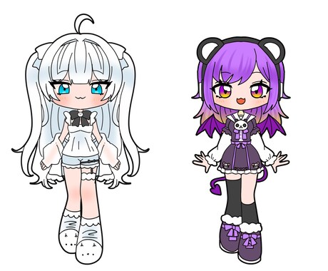 ワンコイン1体ミニキャラ立ち絵描きます 2体セットで1000円！自分用にもお友達にプレゼントにも！ イメージ2