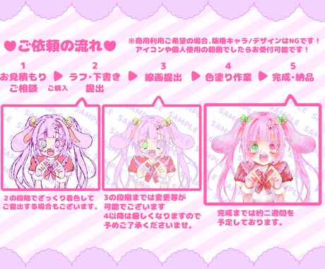 KAWAII等身バストアップイラストを描きます アイコンにもサムネ使用などにも使える！ イメージ2