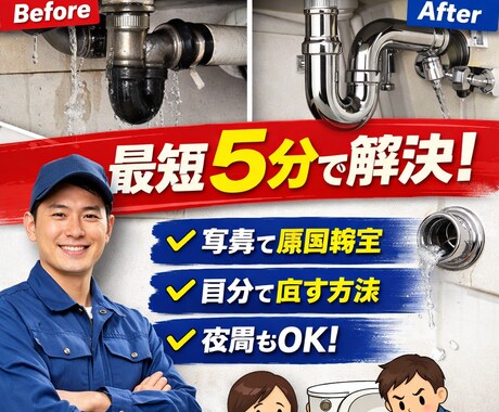 水漏れ・詰まり・DIY配管の悩みを解決します 「業者を呼ぶ前に！水漏れ・詰まりをプロが即解決」 イメージ1