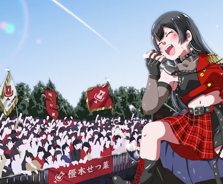 背景有りキャラクターアート描くます SNSのヘッダーや動画のサムネイラストに最適 イメージ2