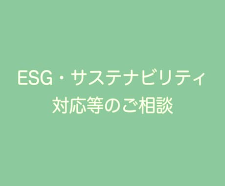 ESG、サステナビリティ対応についてご相談受けます 大手証券での経験を踏まえ、最近のESG対応について相談可能 イメージ1