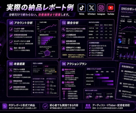 TikTok・XのSNS分析と改善提案を行います 再生数とフォロワーが伸びる改善策をご提案 イメージ2