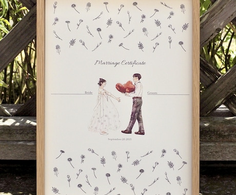 ウェディング/結婚式用のイラスト描きます ウェルカムボード/結婚証明書/入籍記念にもおすすめ！ イメージ2