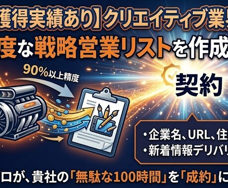 実戦向け高精度な戦略営業リストを作成します 【案件獲得実績あり】クリエイティブ業界特化 イメージ1